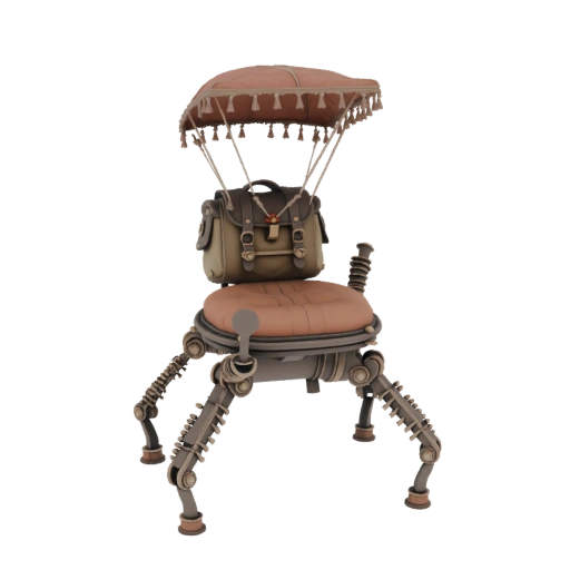 Создай модель бешеной табуретки, работающей на паровом двигателе. У табурета двигающиеся ножки, с помощью которых он ...